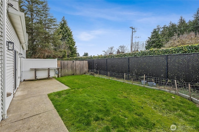 view of yard featuring a fenced backyard