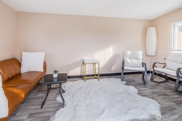 sitting room featuring wood finished floors