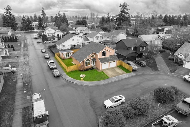 bird's eye view with a residential view