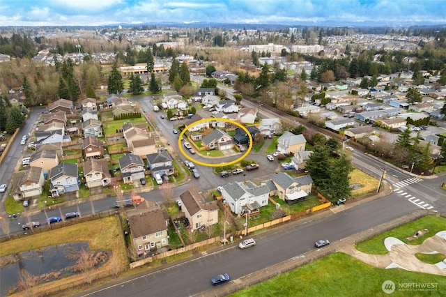 drone / aerial view featuring a residential view