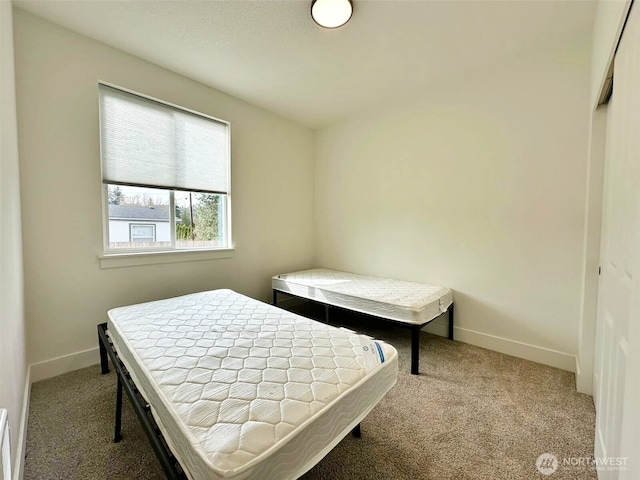 bedroom with baseboards and carpet flooring