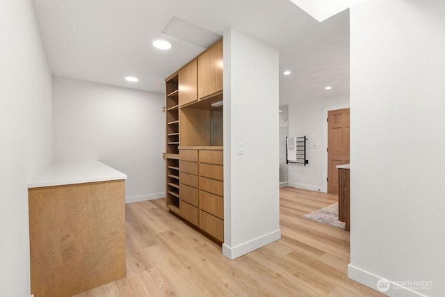 walk in closet featuring light wood finished floors