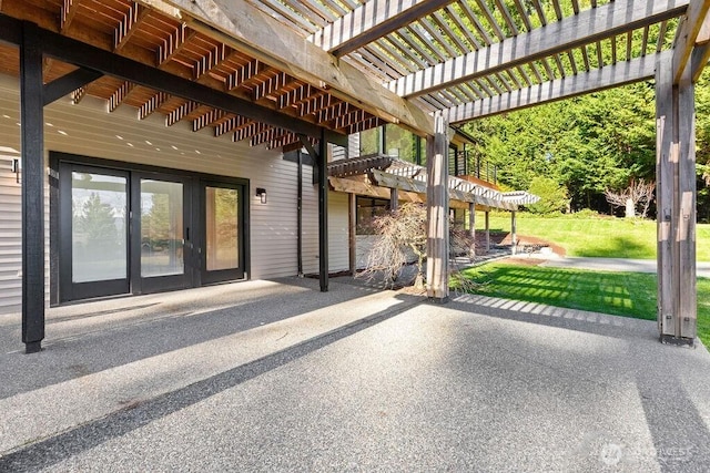 view of patio featuring a pergola