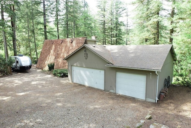 view of detached garage