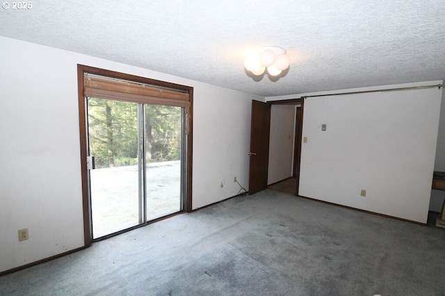 unfurnished room with light carpet and a textured ceiling