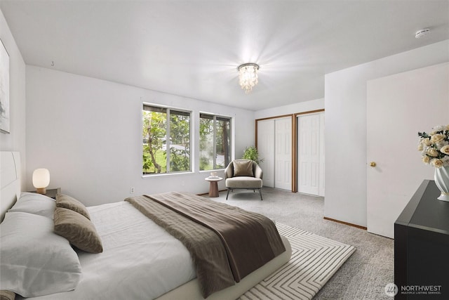 carpeted bedroom featuring a closet