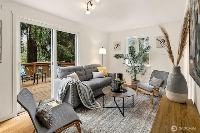 living area featuring light wood-type flooring