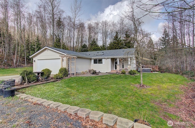 ranch-style house with a front lawn and an attached garage