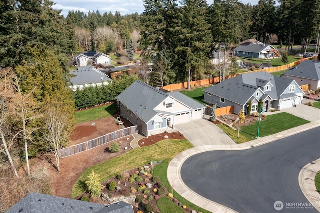 drone / aerial view with a residential view