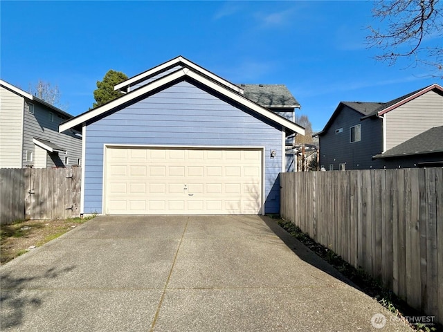 detached garage with fence