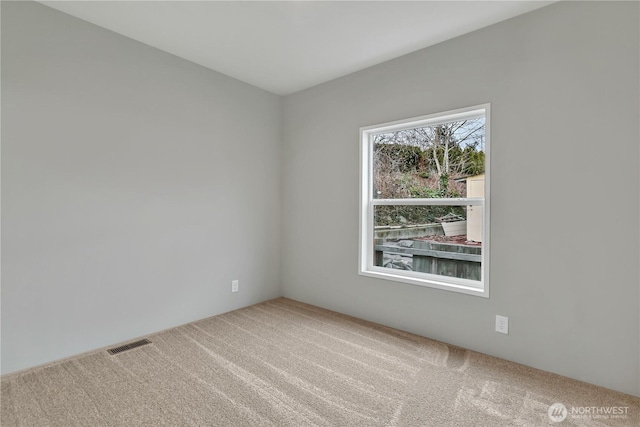 unfurnished room with visible vents and carpet floors