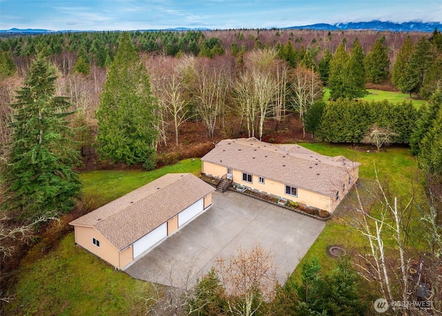 aerial view with a forest view