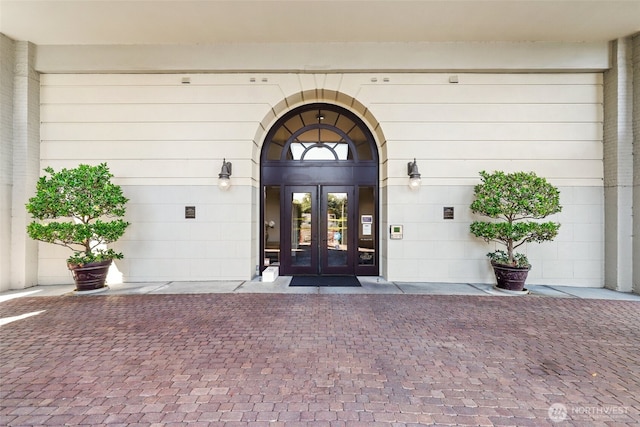 view of exterior entry with french doors