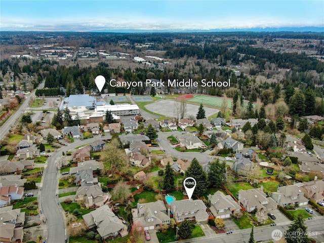 bird's eye view featuring a residential view