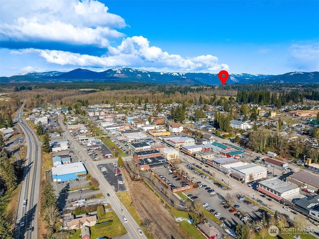 bird's eye view featuring a mountain view