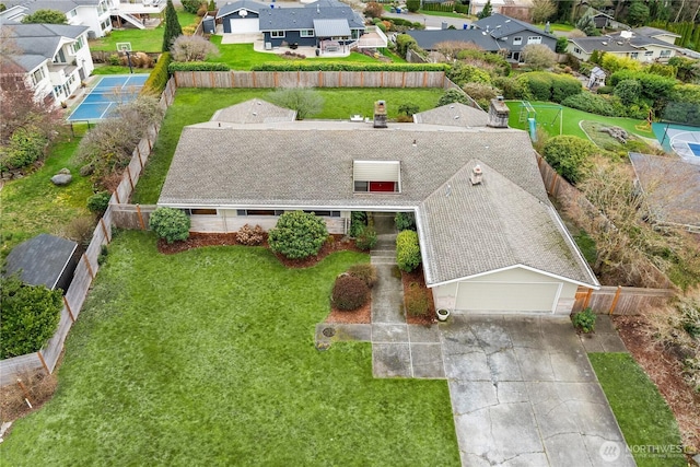 aerial view featuring a residential view