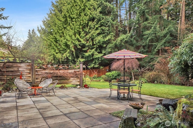 view of patio / terrace featuring fence