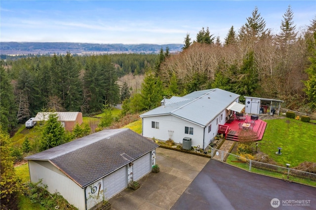 drone / aerial view with a forest view