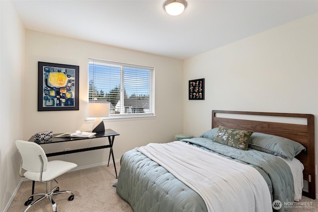 bedroom with baseboards and carpet flooring