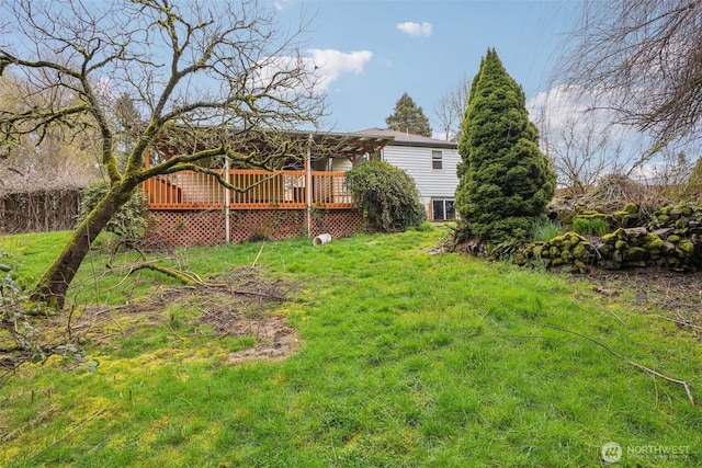 view of yard featuring a deck