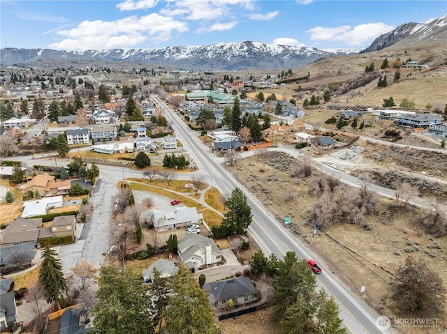 aerial view with a residential view and a mountain view