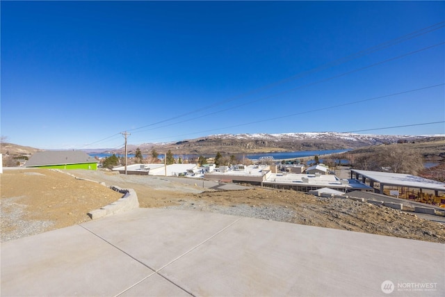 view of patio with a mountain view