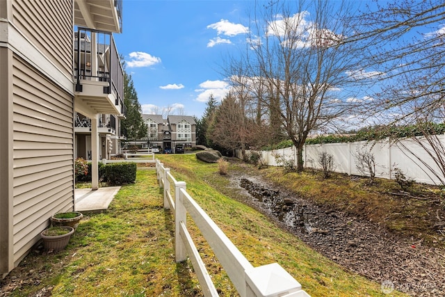 view of yard with a fenced backyard