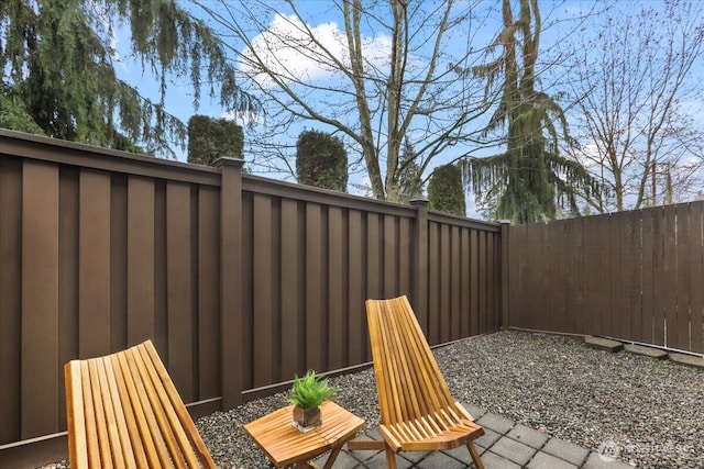 view of patio featuring a fenced backyard