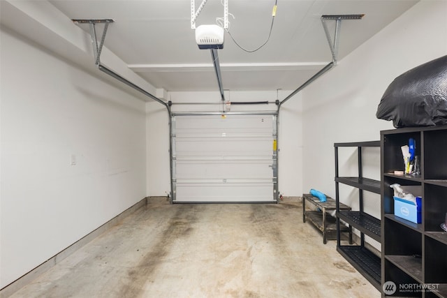 garage with a garage door opener