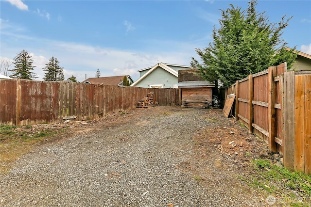 view of yard featuring a fenced backyard