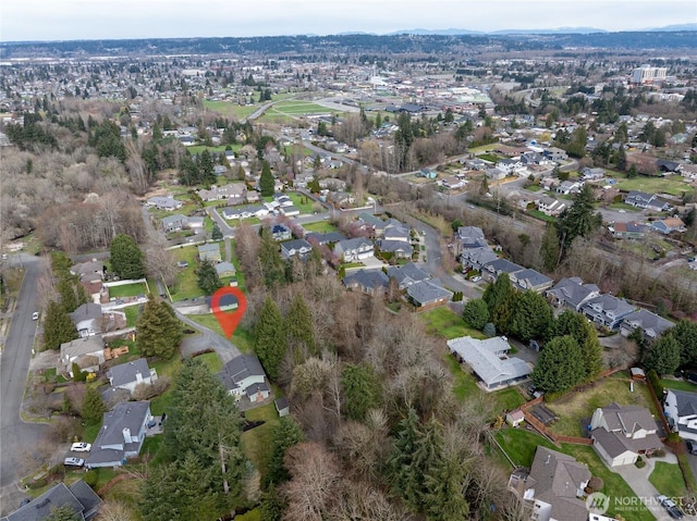 bird's eye view with a residential view