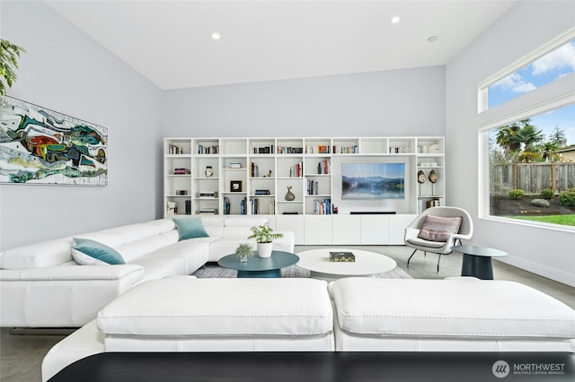 living area featuring recessed lighting