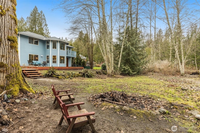 view of yard featuring a deck