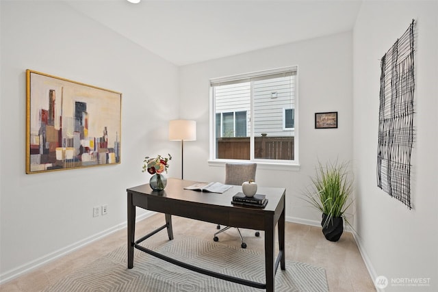 office featuring carpet flooring and baseboards