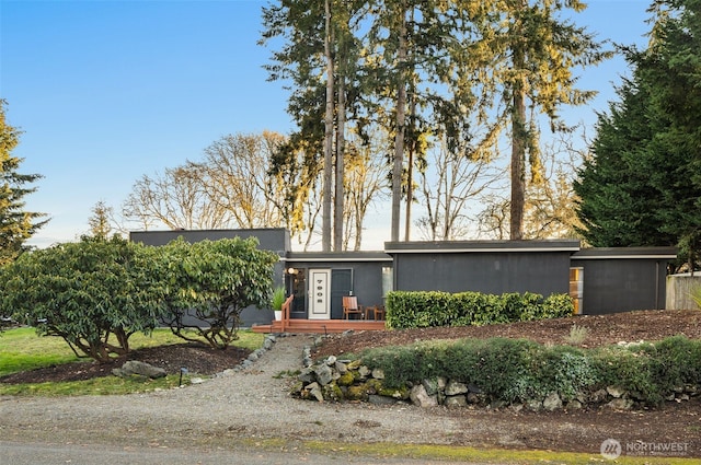 view of mid-century inspired home