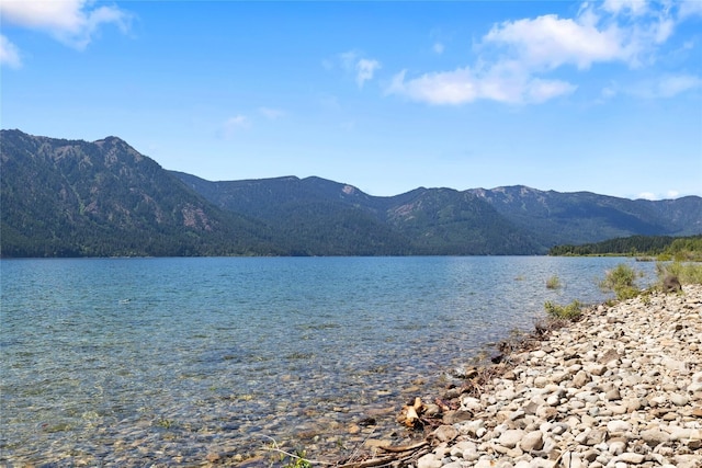 view of water feature with a mountain view