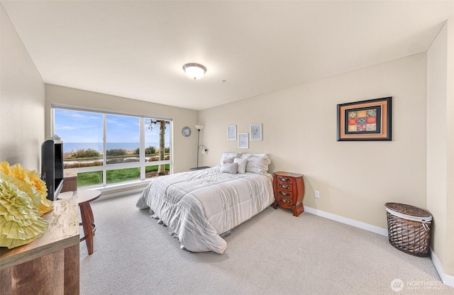 bedroom featuring carpet flooring and baseboards