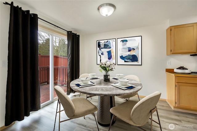 dining room featuring light wood finished floors