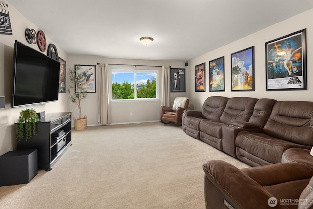 view of carpeted living area