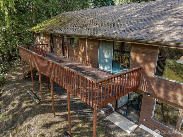 wooden terrace with stairway