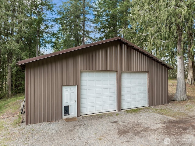 view of detached garage