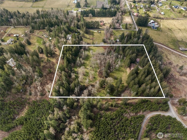 aerial view featuring a rural view