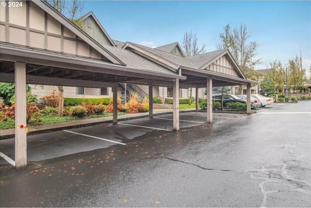 view of covered parking lot