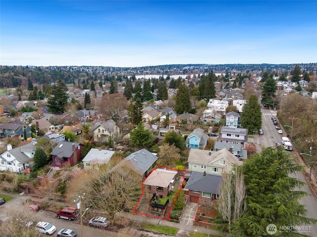 bird's eye view with a residential view