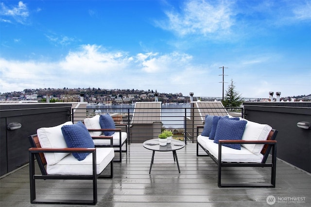 wooden deck with outdoor lounge area