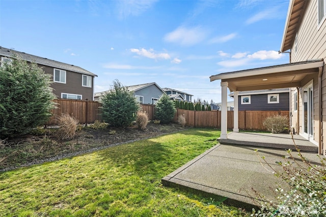 view of yard with a patio area and fence