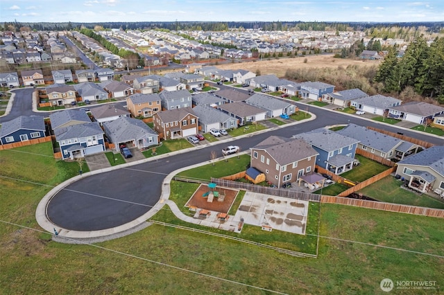 birds eye view of property with a residential view