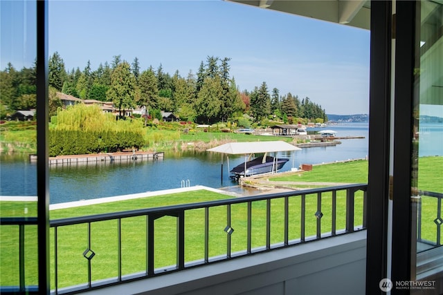 water view featuring a boat dock