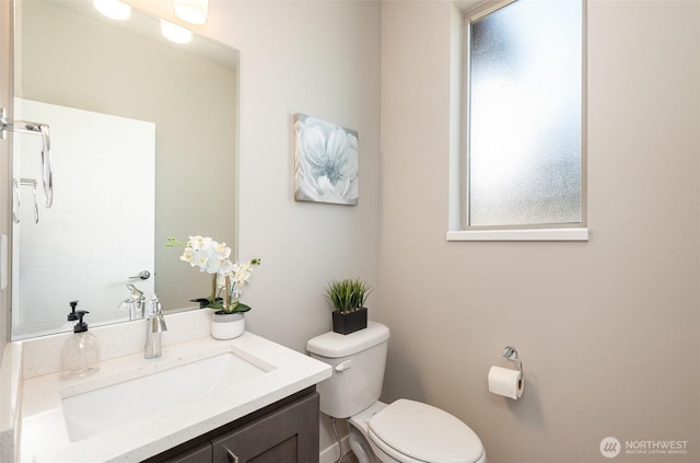 bathroom with toilet and vanity