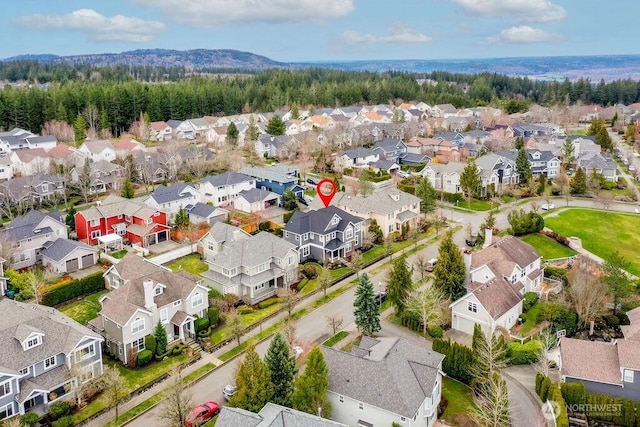 bird's eye view with a residential view